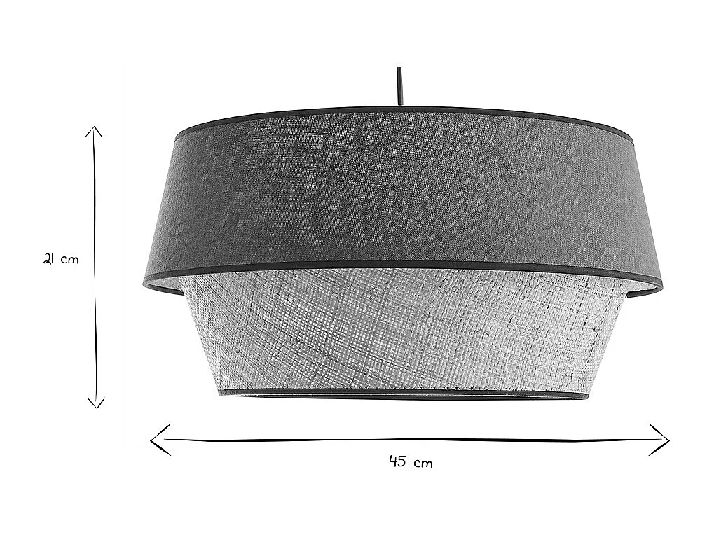 Lampada a sospensione design bi-materiale in lino blu e fibra di rafia naturale D45 cm SENSA
