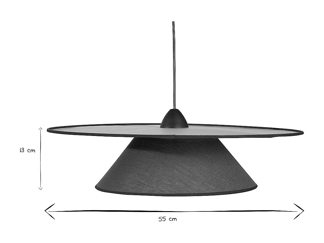 Lámpara de techo de lino azul pavo real y rafia natural 55 cm AZAMI