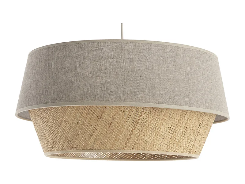 Designer-Hängeleuchte Materialmix Leinen und natürliches Bast SENSA