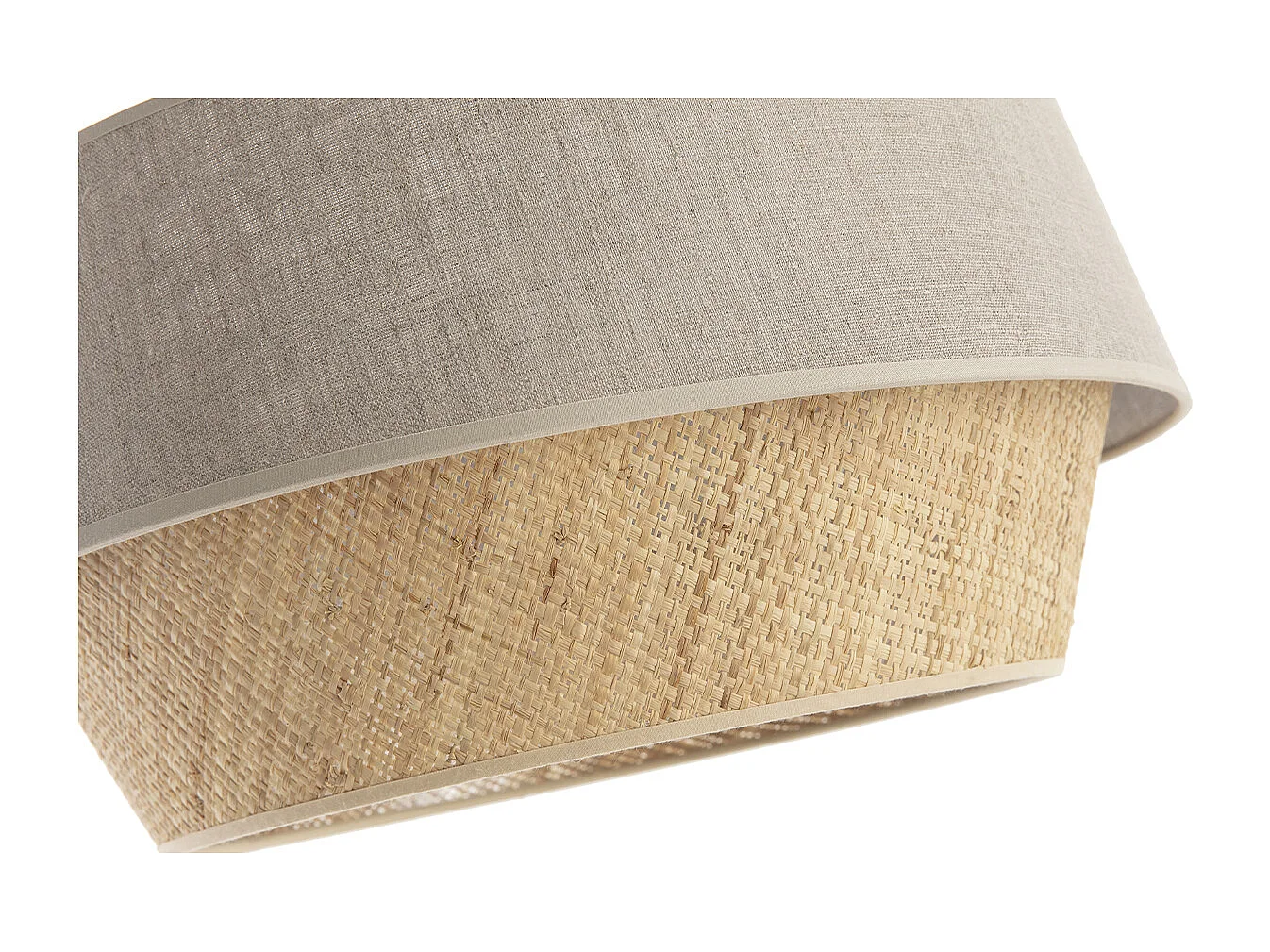 Suspension design bi-matière en lin grège et rabane naturelle D45 cm SENSA