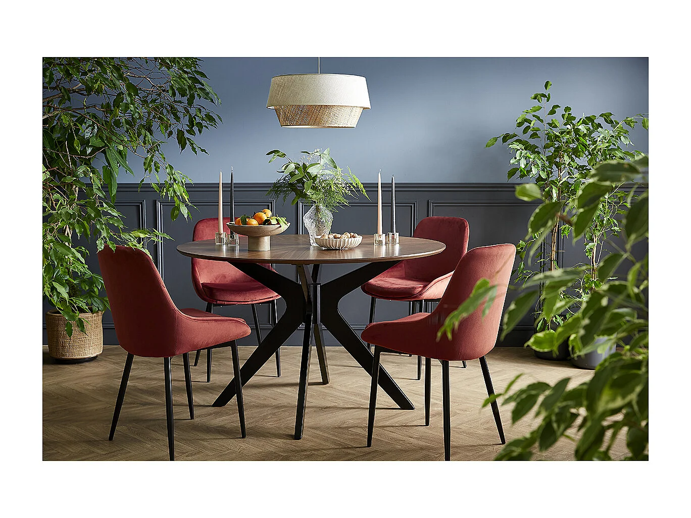 Suspension design bi-matière en lin grège et rabane naturelle D45 cm SENSA