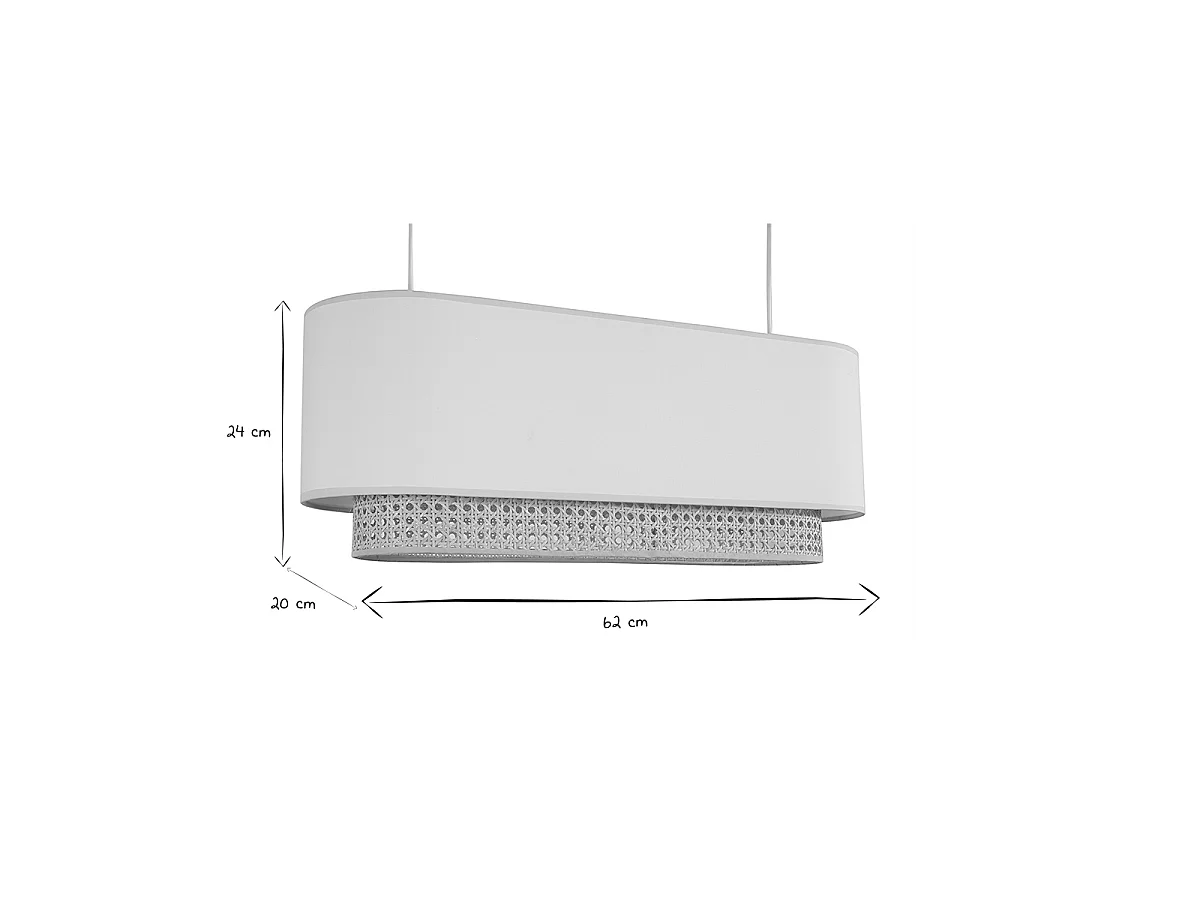 Pantalla para lámpara de techo doble de tela blanca y ratán natural 62 cm TIWY