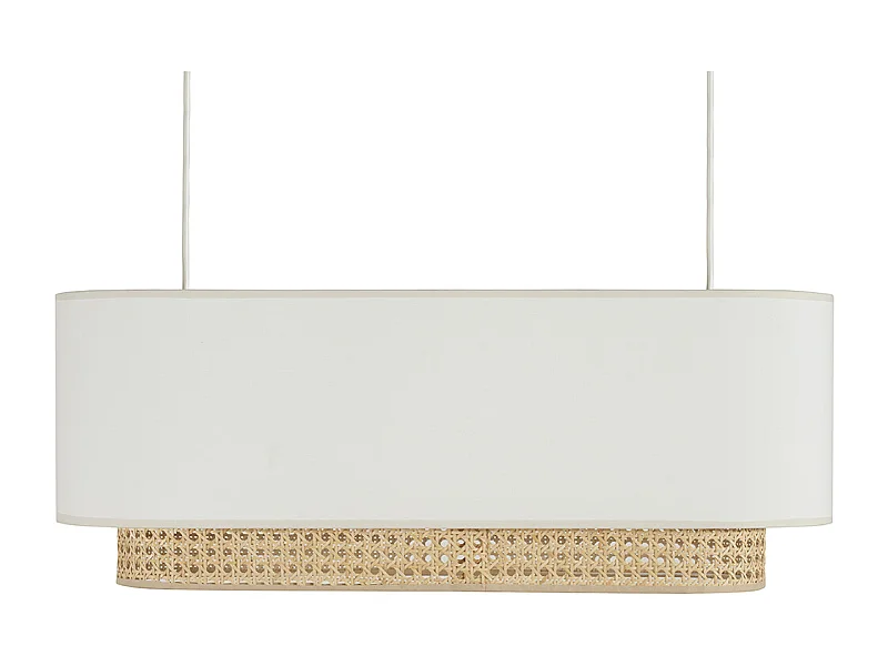 Pantalla para lámpara de techo doble de tela blanca y ratán natural 62 cm TIWY