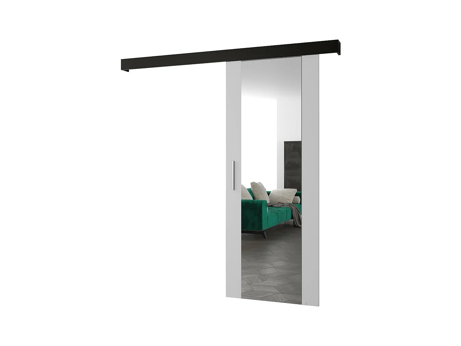 Schiebetür Salwador II 80x204 cm (Weiß / Schwarz / Silber)