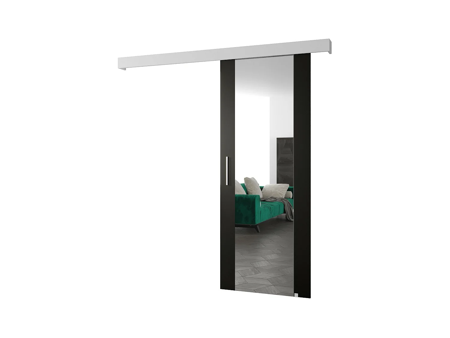 Portes coulissantes Salwador II 80x204 cm (Noir / Blanc / Argent)