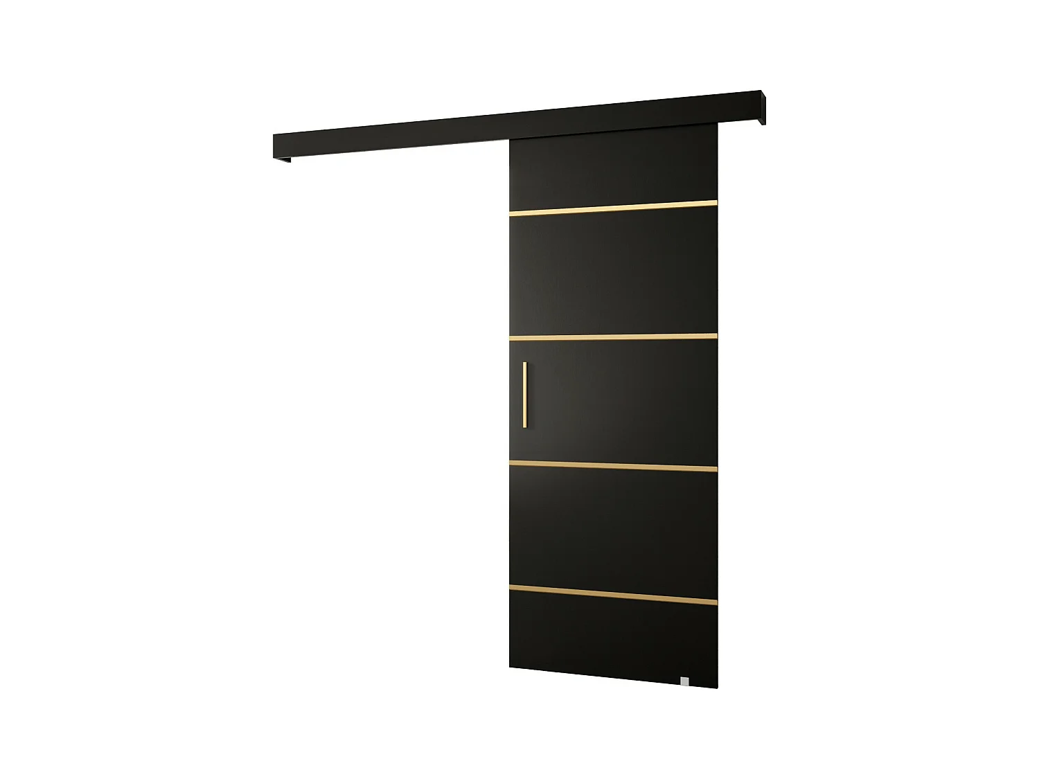 Schiebetür Salwador IV 90x204 cm (Schwarz / Schwarz / Gold)