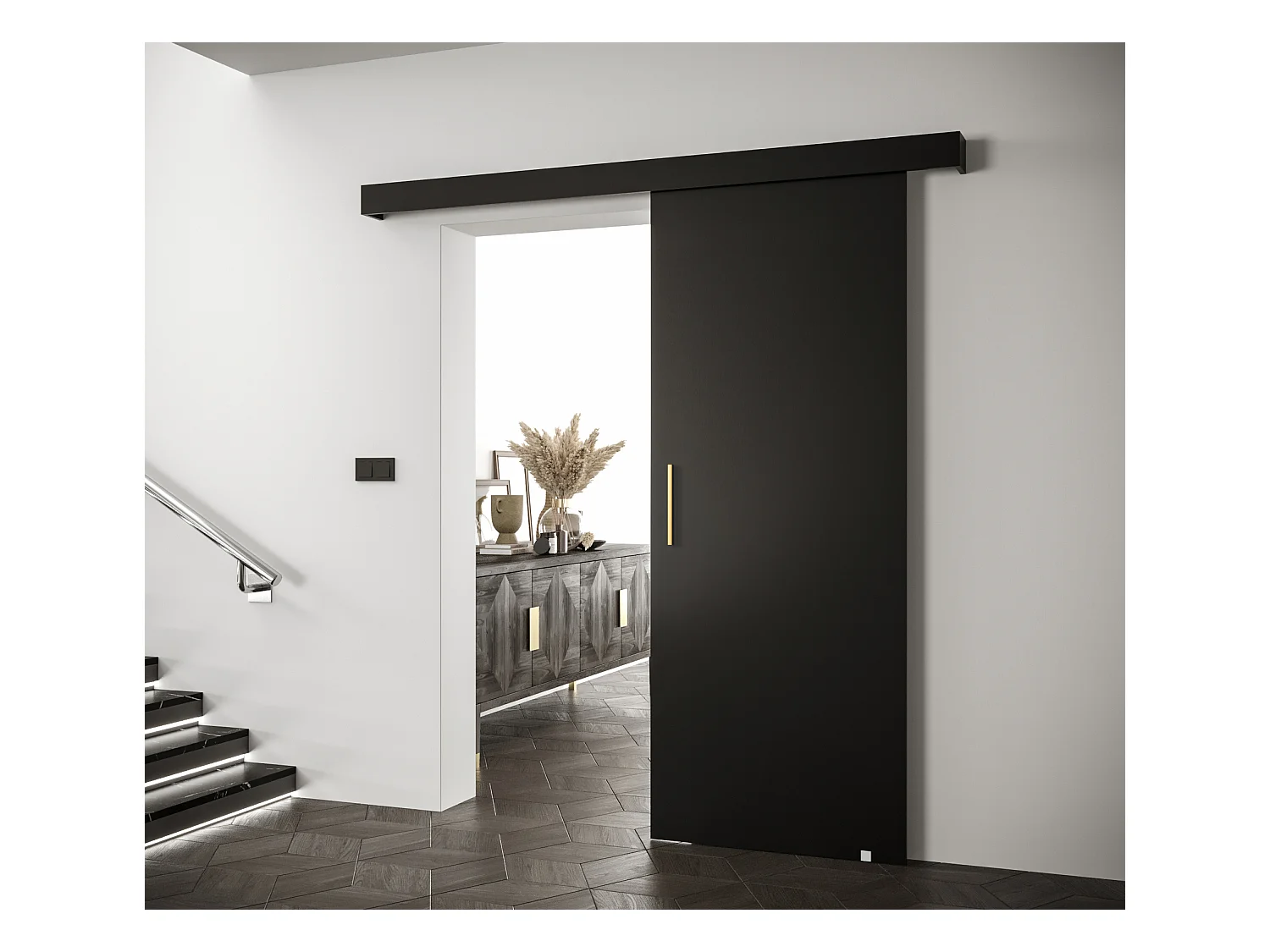 Portes coulissantes Salwador I 80x204 cm (Noir / Noir / Or)