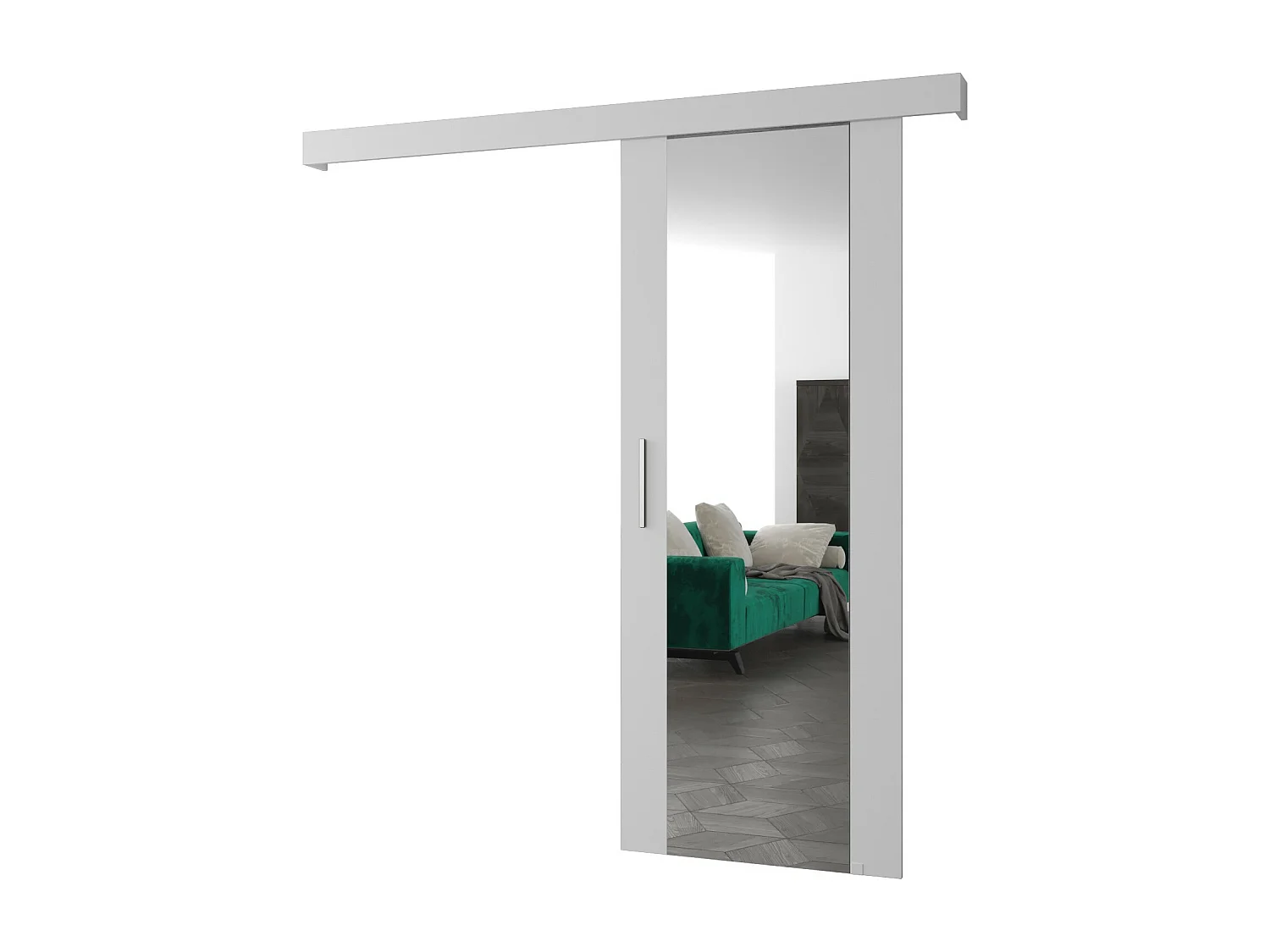 Porte scorrevoli Salwador II 80x204 cm (Bianco / Bianco / Argento)