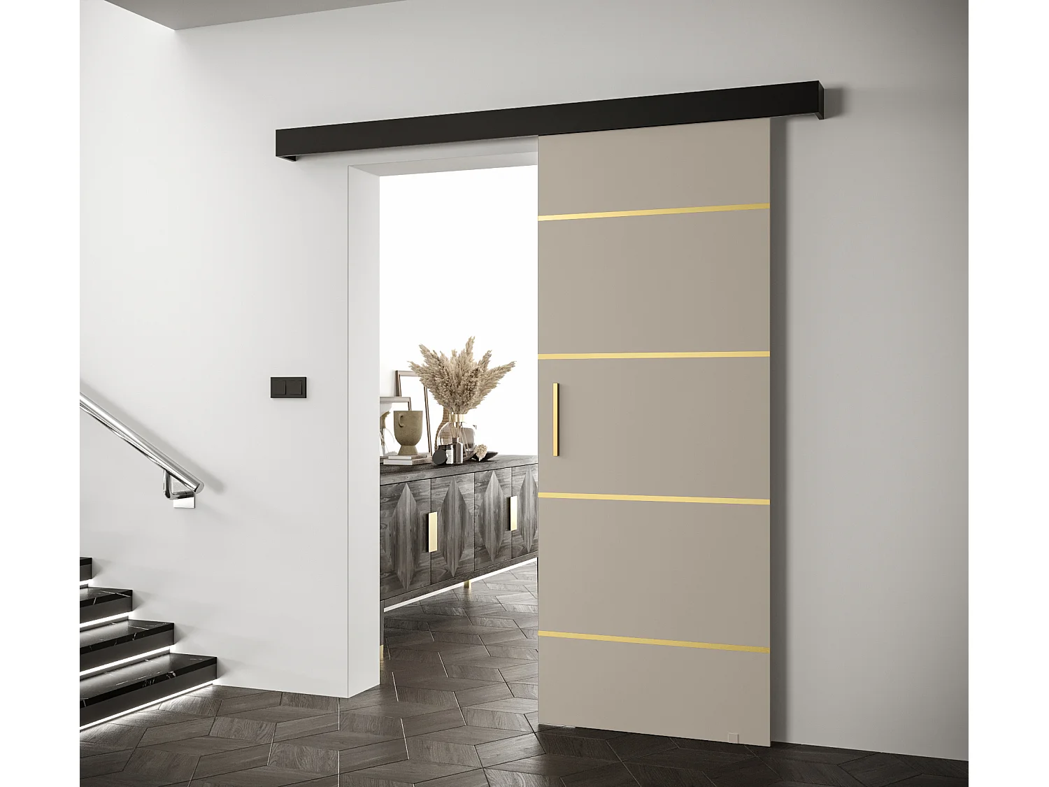Portes coulissantes Salwador IV 90x204 cm (Cachemire / Noir / Or)