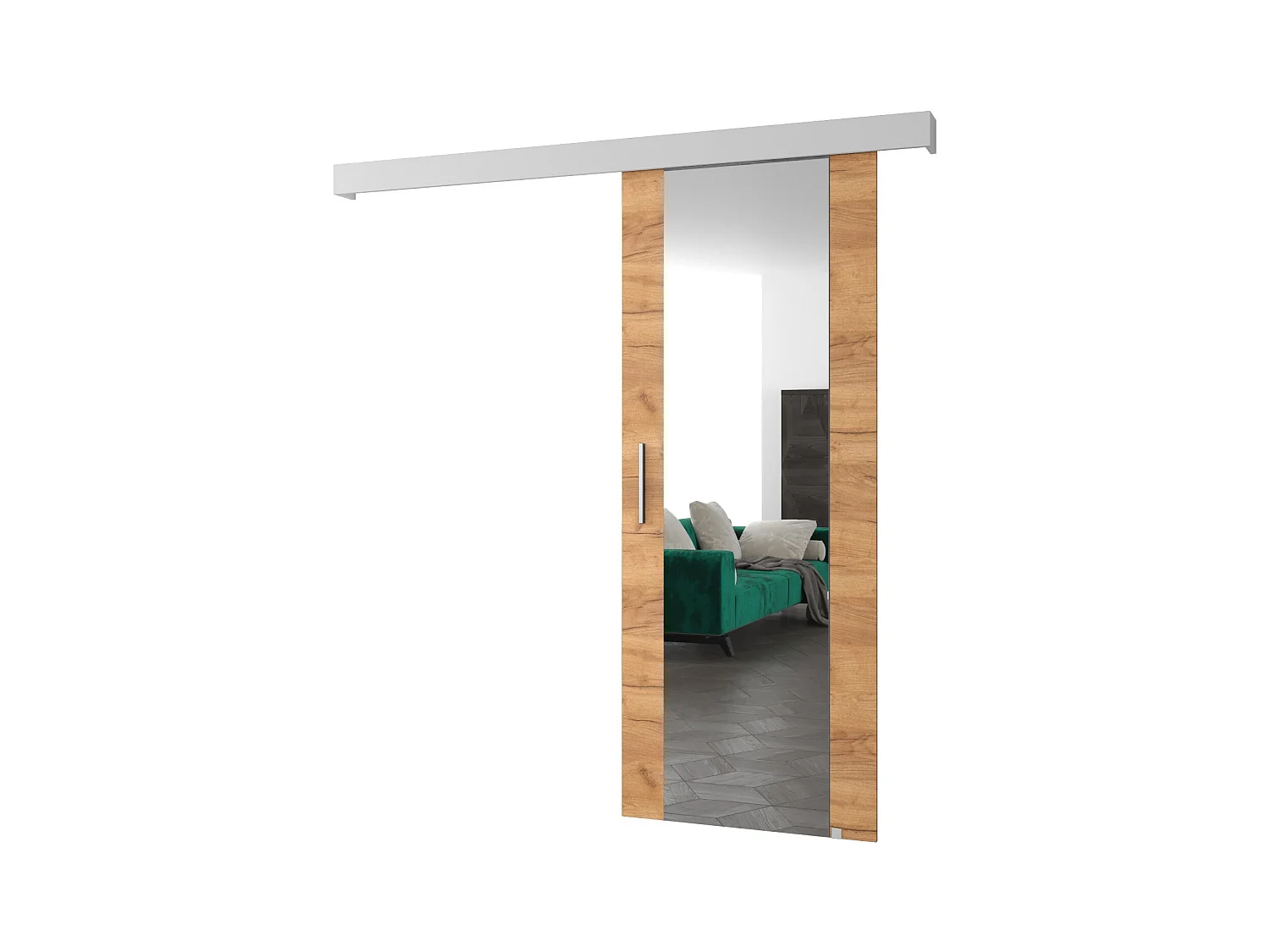 Portes coulissantes Salwador II 80x204 cm (Chêne Craft / Blanc / Argent)
