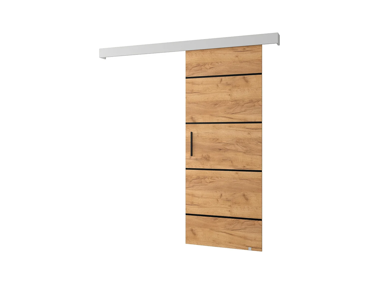 Schiebetür Salwador IV 90x204 cm (Kraft Eiche / Weiß / Schwarz)