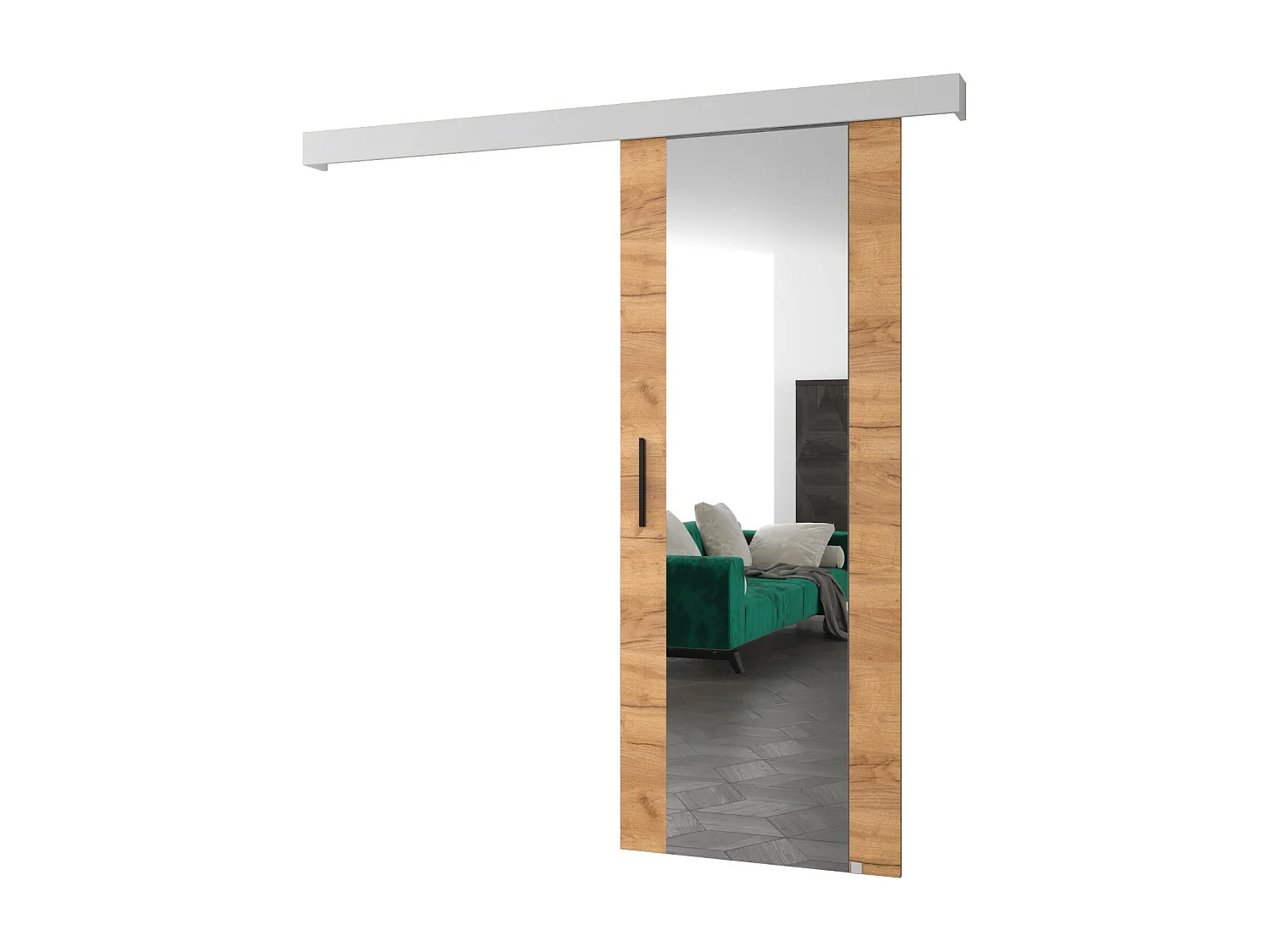 Puertas correderas Salwador II 80x204 cm (Roble Craft / Blanco / Negro)