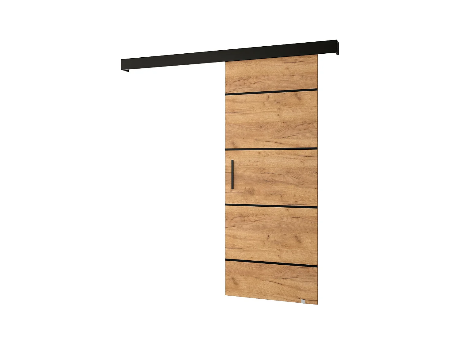 Schiebetür Salwador IV 90x204 cm (Kraft Eiche / Schwarz / Schwarz)