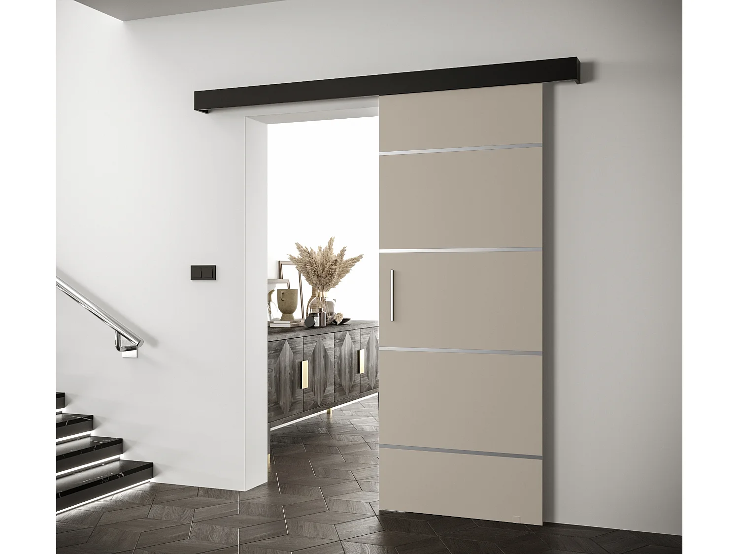 Portes coulissantes Salwador IV 70x204 cm (Cachemire / Noir / Argent)