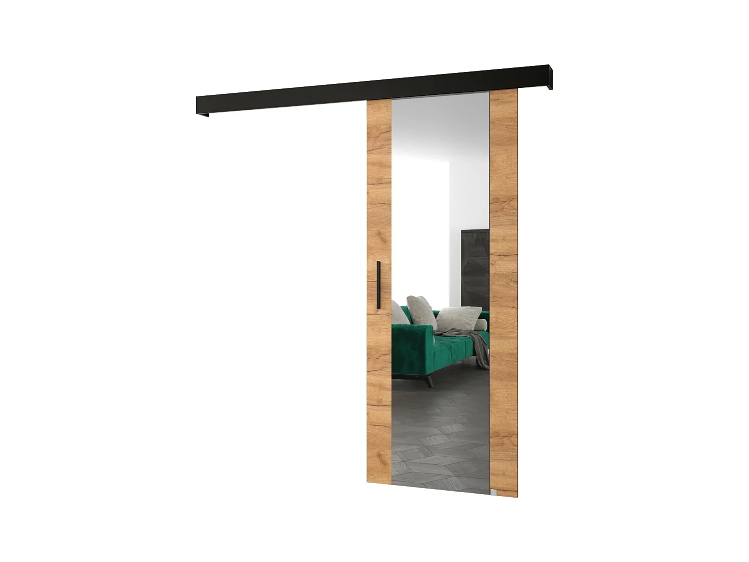 Schuifdeuren Salwador II 80x204 cm (Eiken Kraft / Zwart / Zwart)