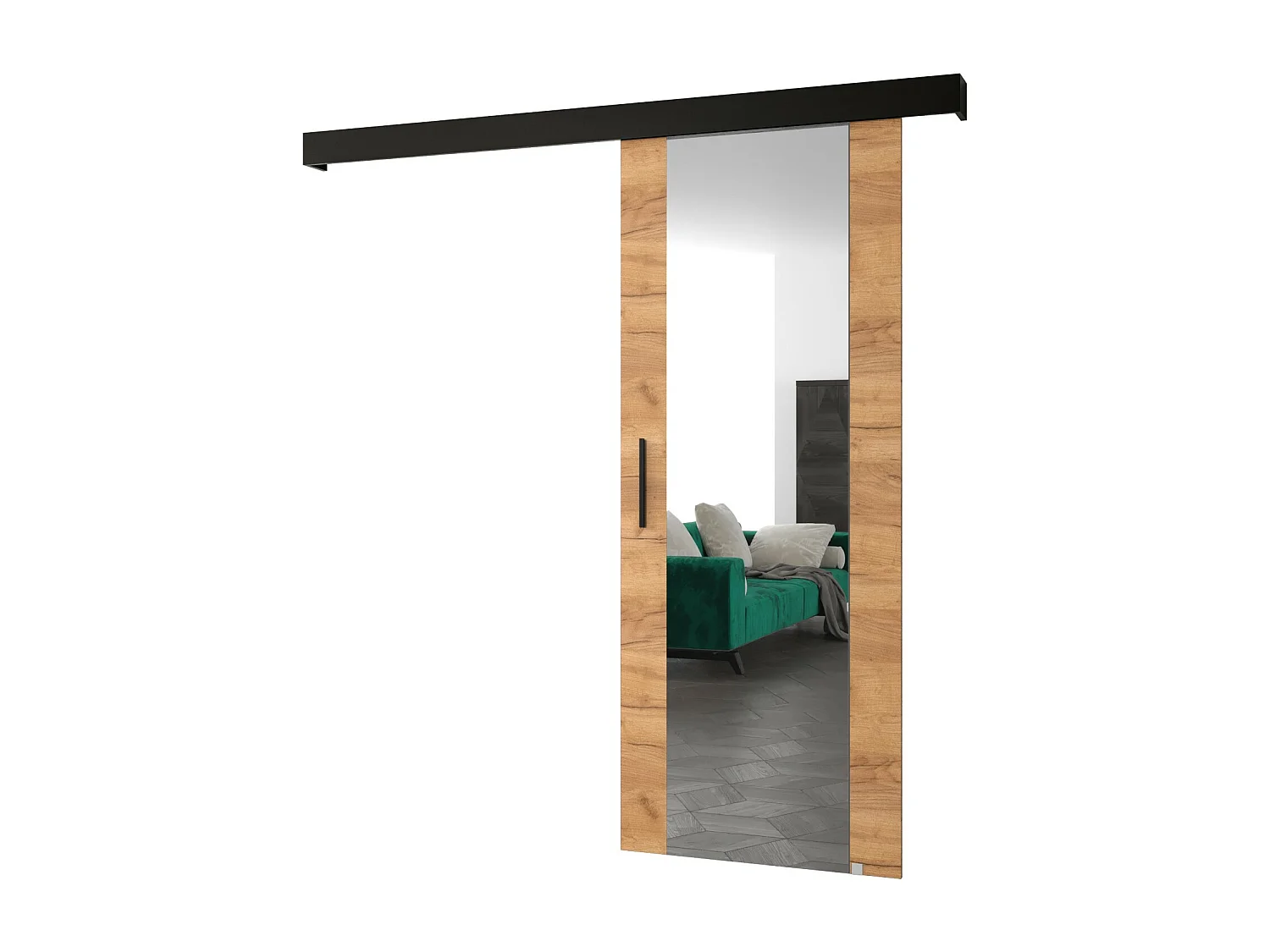Portes coulissantes Salwador II 80x204 cm (Chêne Craft / Noir / Noir)