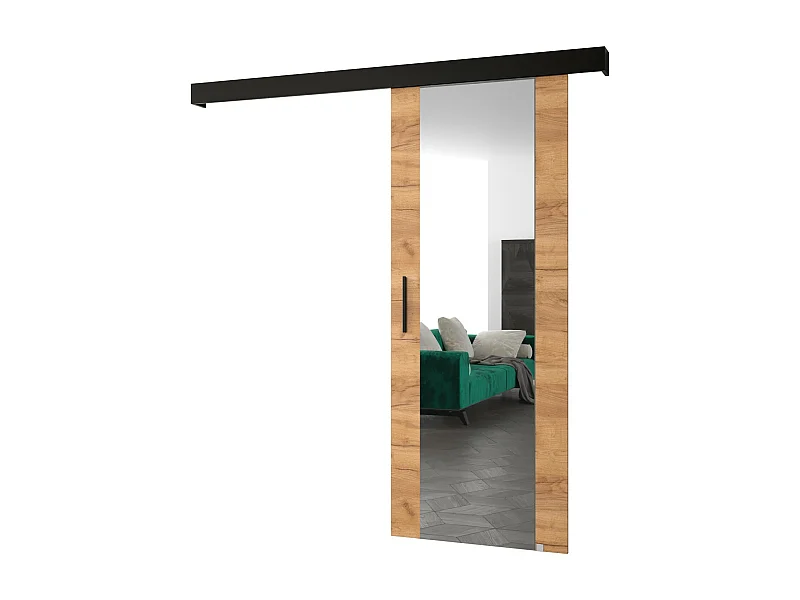 Portes coulissantes Salwador II 80x204 cm (Chêne Craft / Noir / Noir)