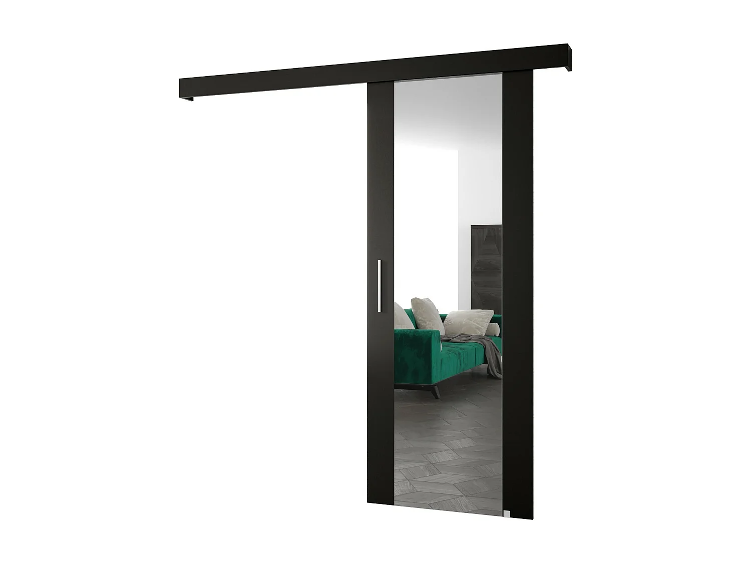 Portes coulissantes Salwador II 90x204 cm (Noir / Noir / Argent)