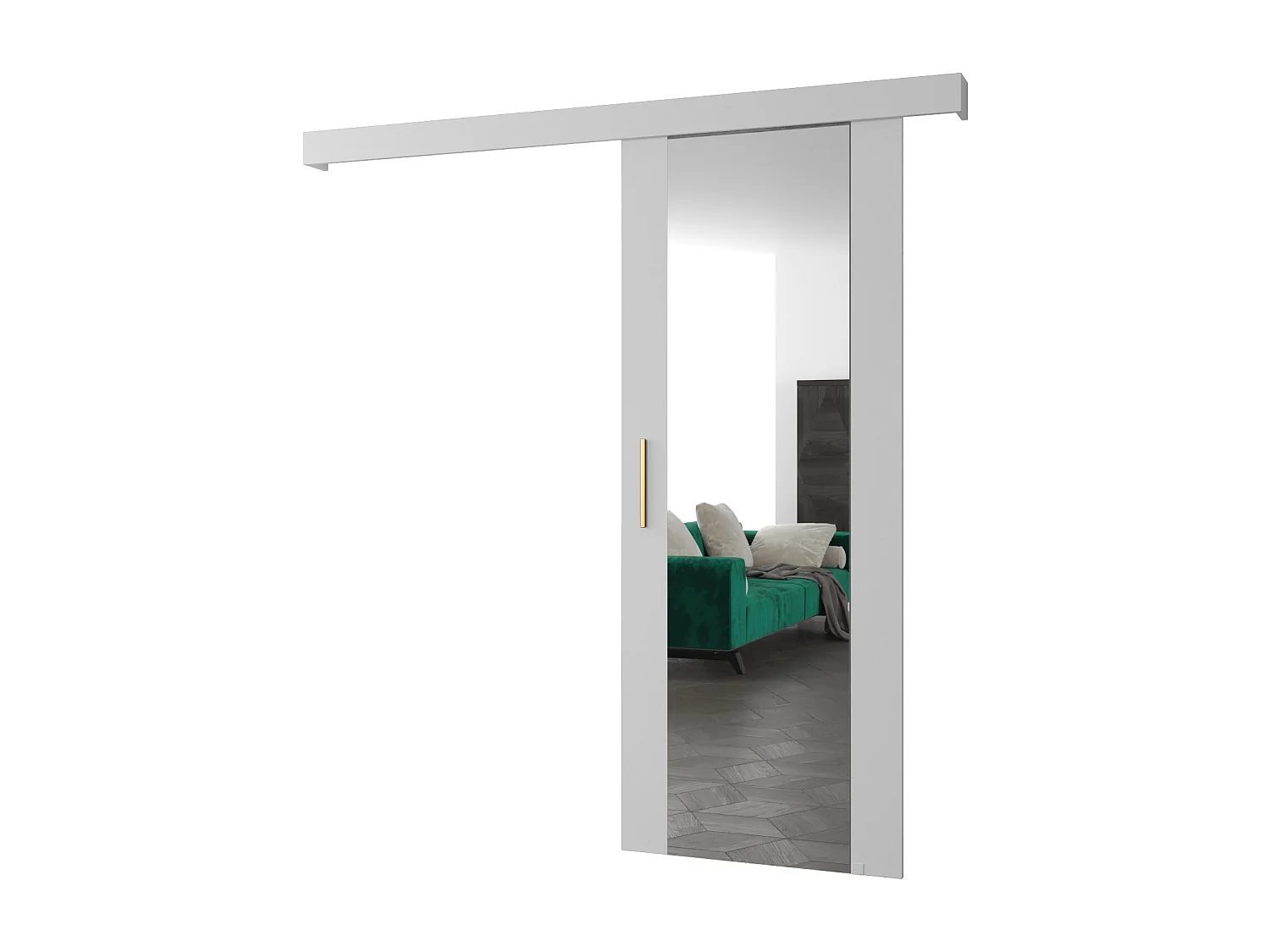 Porte scorrevoli Salwador II 90x204 cm (Bianco / Bianco / D'oro)