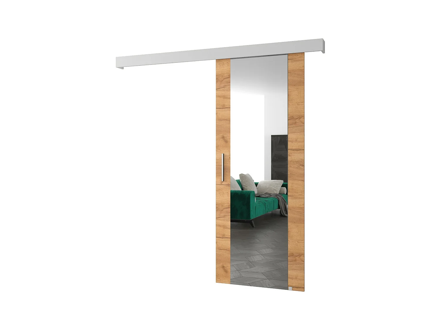Schiebetür Salwador II 70x204 cm (Kraft Eiche / Weiß / Silber)