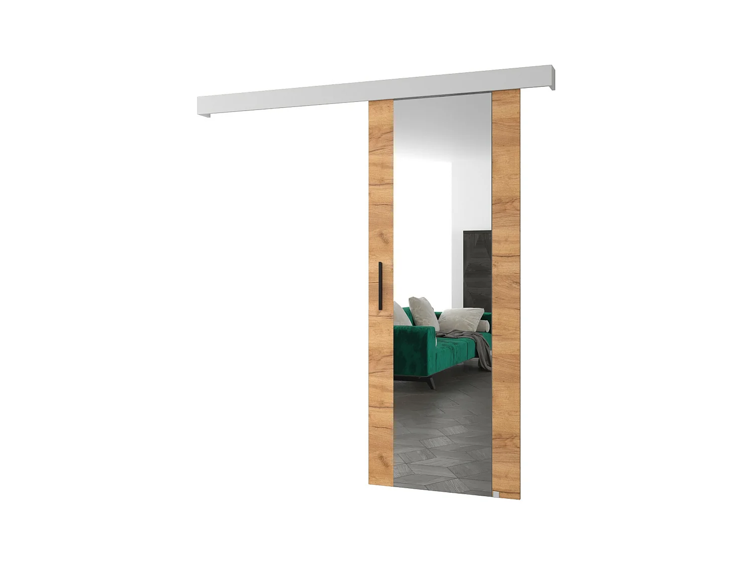 Schiebetür Salwador II 90x204 cm (Kraft Eiche / Weiß / Schwarz)