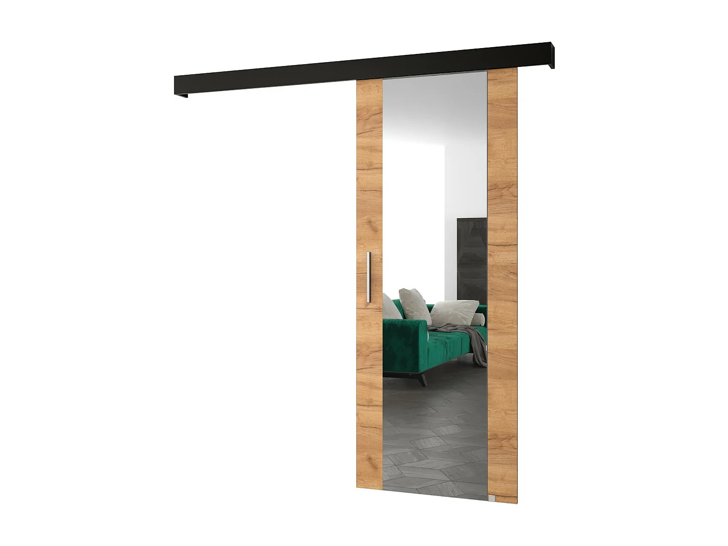 Puertas correderas Salwador II 70x204 cm (Roble Craft / Negro / Plata)