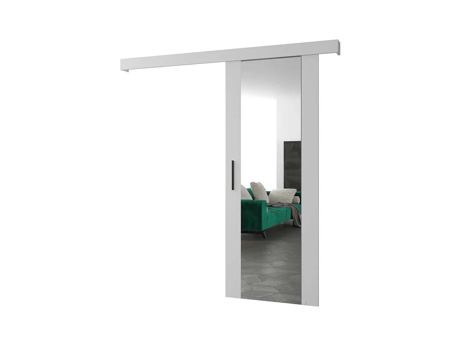 Portes coulissantes Salwador II 90x204 cm (Blanc / Blanc / Noir)