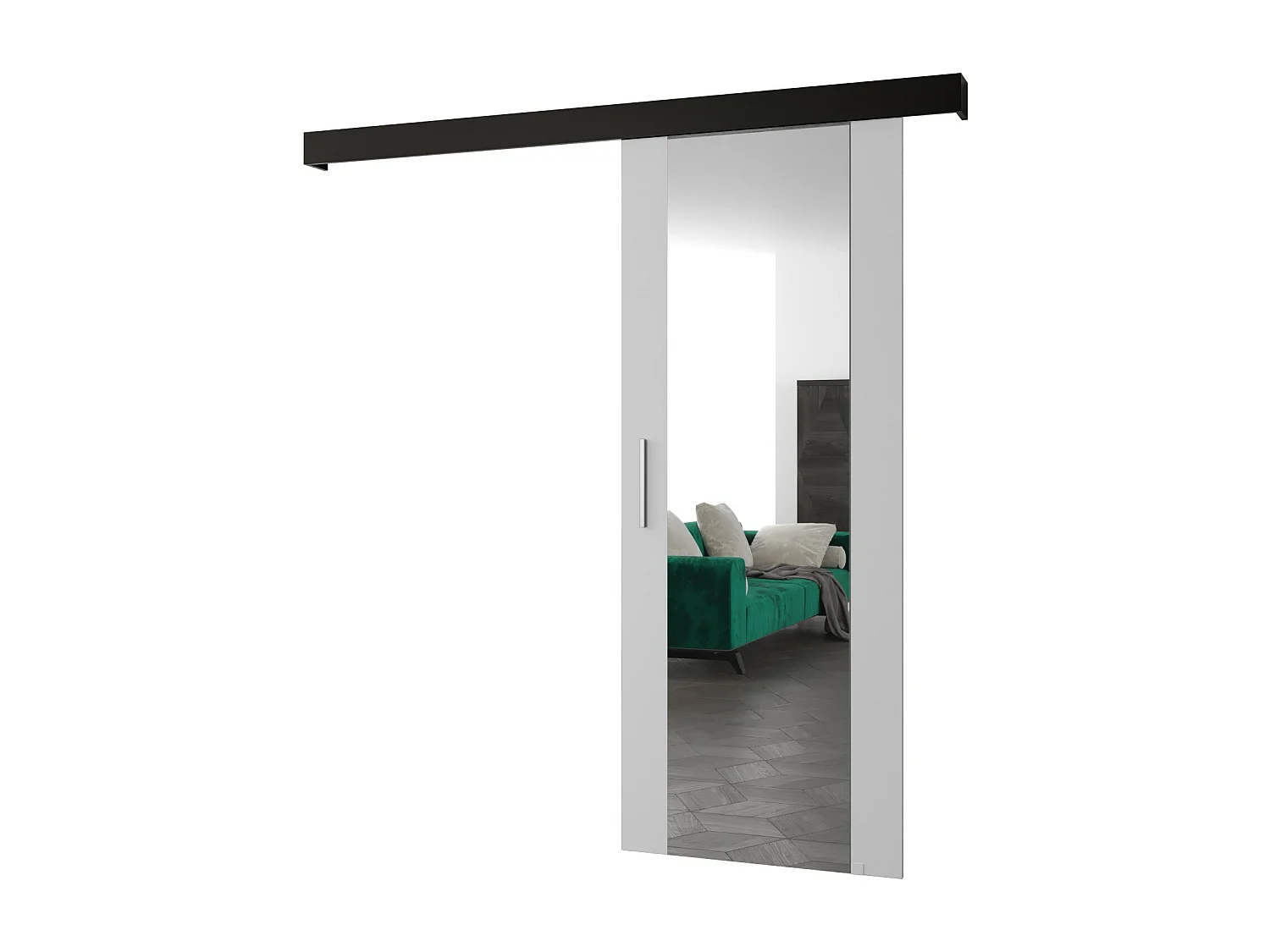Portes coulissantes Salwador II 90x204 cm (Blanc / Noir / Argent)