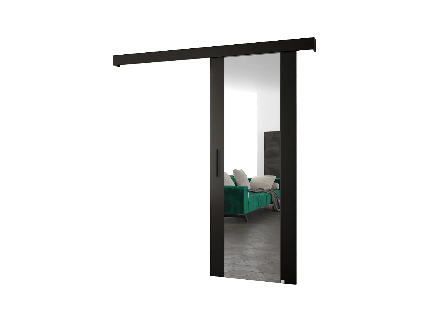 Schiebetür Salwador II 90x204 cm (Schwarz / Schwarz / Schwarz)