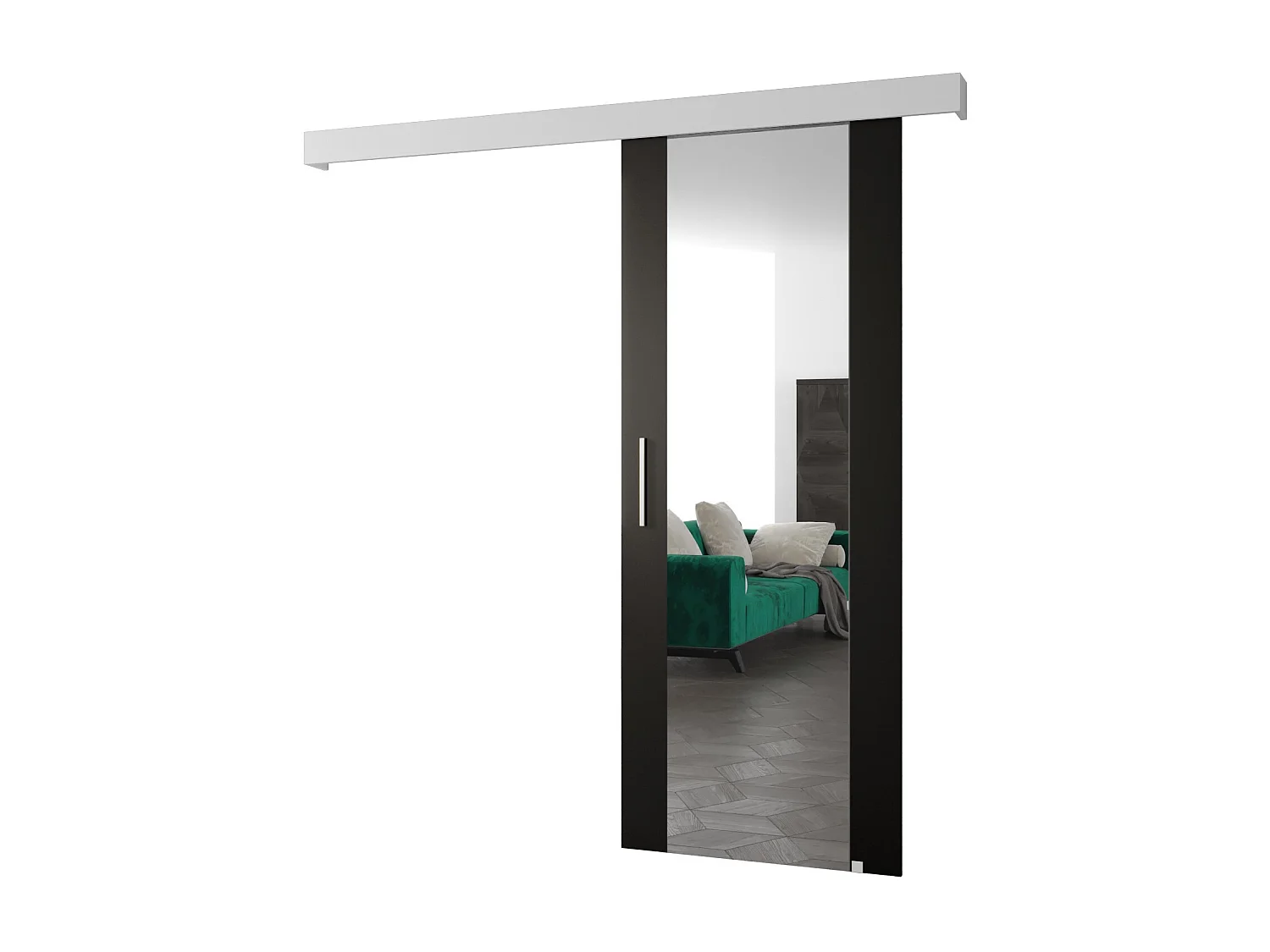 Portas de correr Salwador II 90x204 cm (Preto / Branco / Prata)