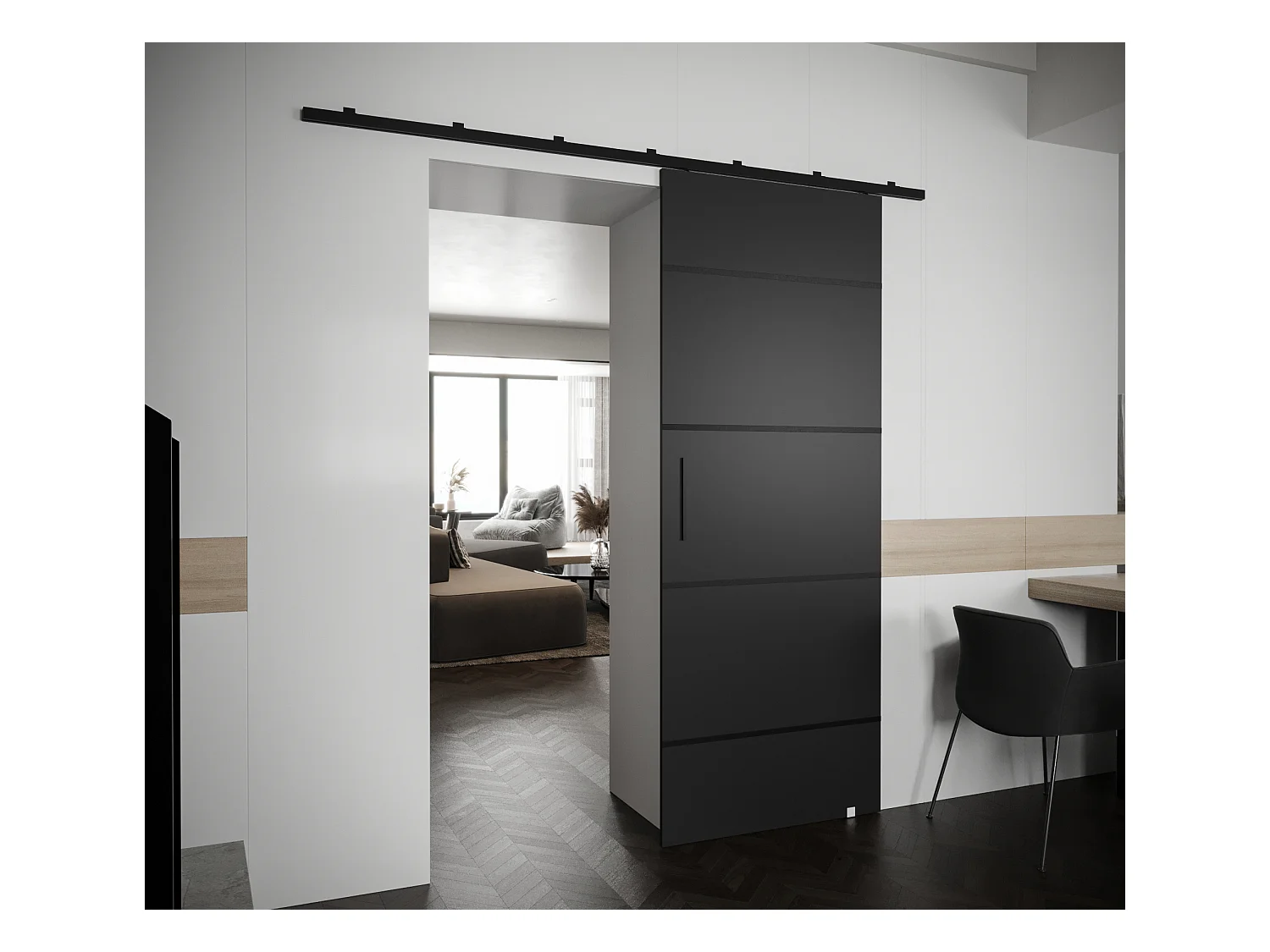 Portes coulissantes Zonda IV 90x204 cm (Noir)