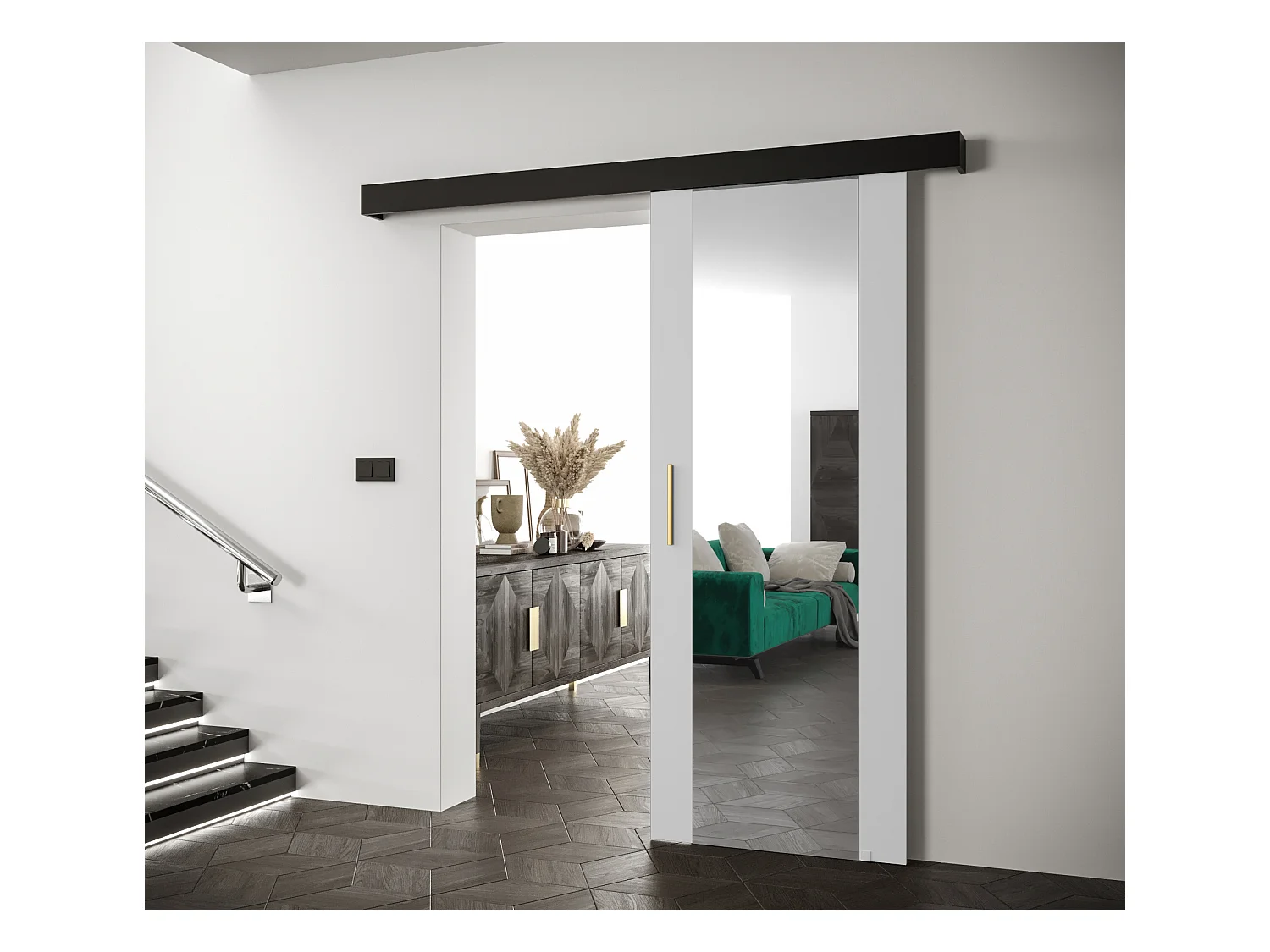 Portes coulissantes Salwador II 70x204 cm (Blanc / Noir / Or)