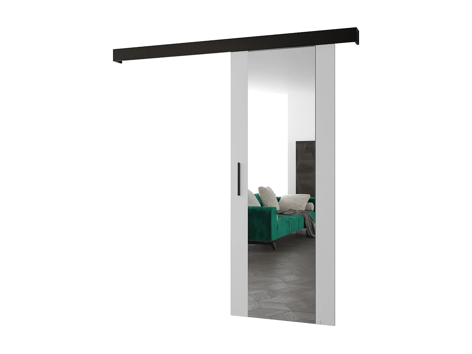 Portes coulissantes Salwador II 90x204 cm (Blanc / Noir / Noir)