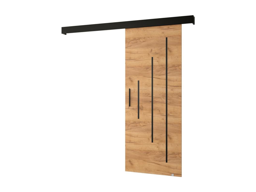 Porte scorrevoli Salwador Y 70x204 cm (Rovere Craft / Nero / Nero)