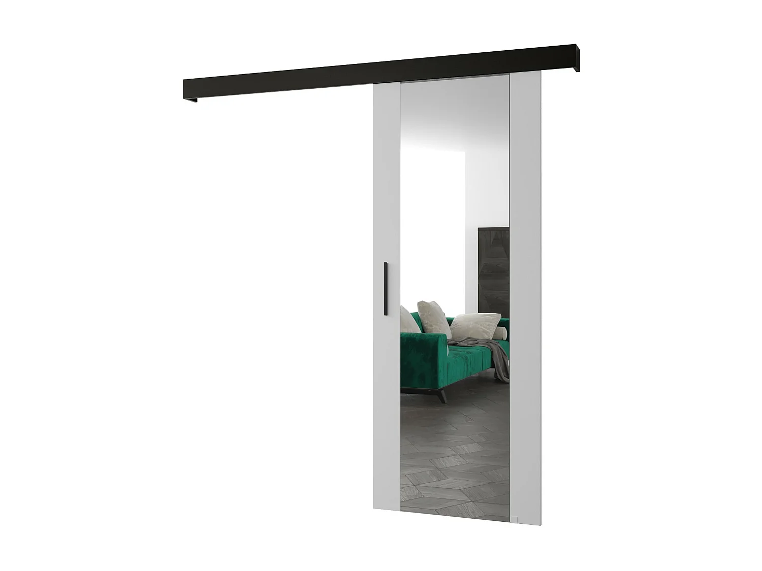 Portes coulissantes Salwador II 70x204 cm (Blanc / Noir / Noir)