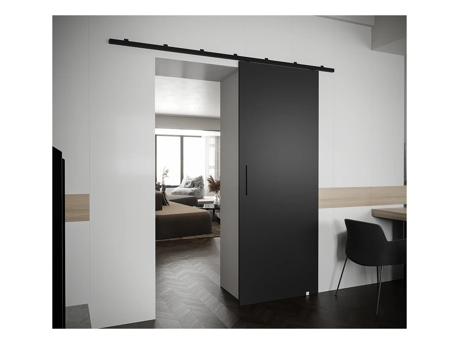 Portes coulissantes Zonda I 90x204 cm (Noir)