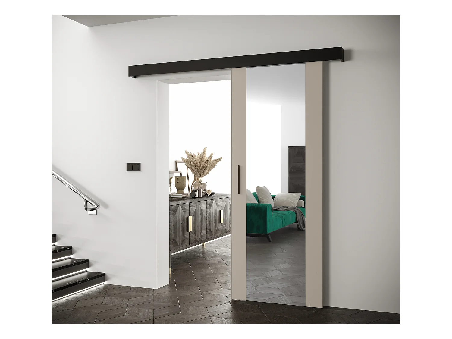 Portes coulissantes Salwador II 70x204 cm (Cachemire / Noir / Noir)