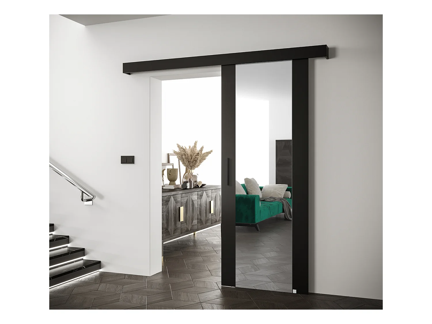 Portes coulissantes Salwador II 70x204 cm (Noir / Noir / Noir)