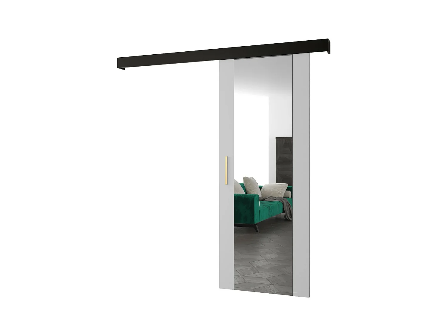 Portes coulissantes Salwador II 90x204 cm (Blanc / Noir / Or)
