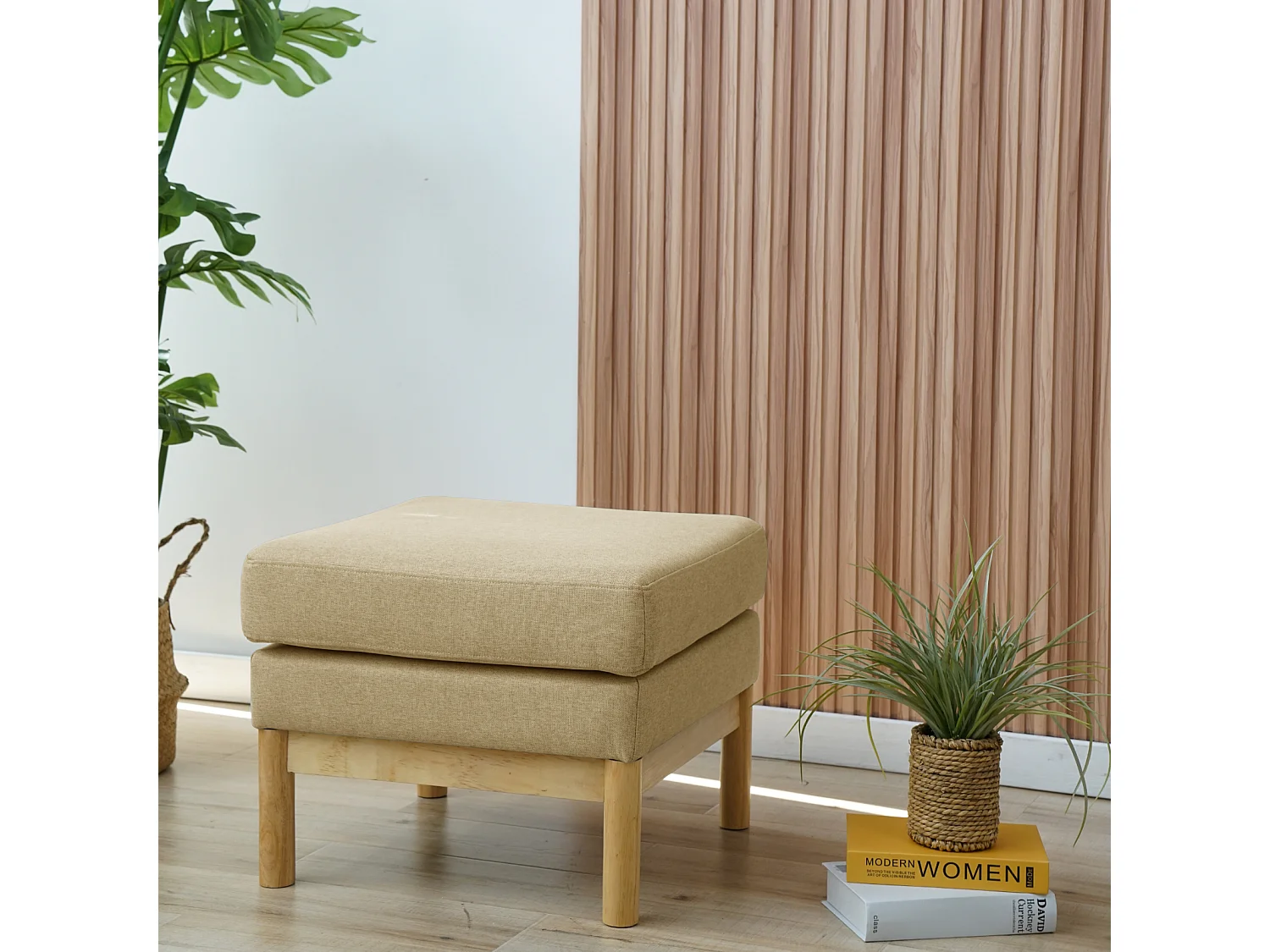 Tabouret SVITA HOLLY, banc, repose-pieds, coiffeuse, chaise, beige/naturel