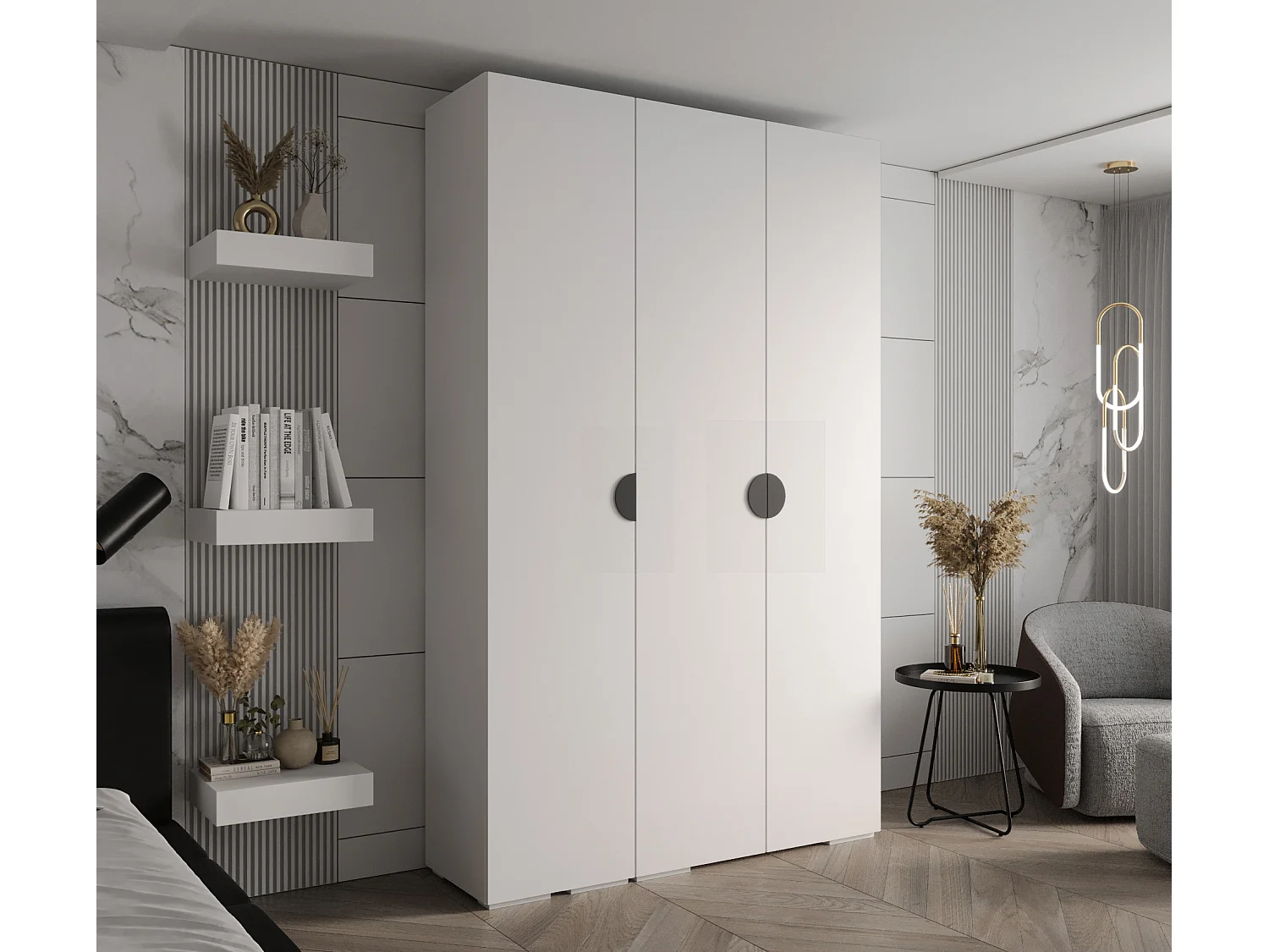 SCHWEBETÜRENSCHRANK INOVA 4 236,7/150/47 (Weiß/Schwarz)