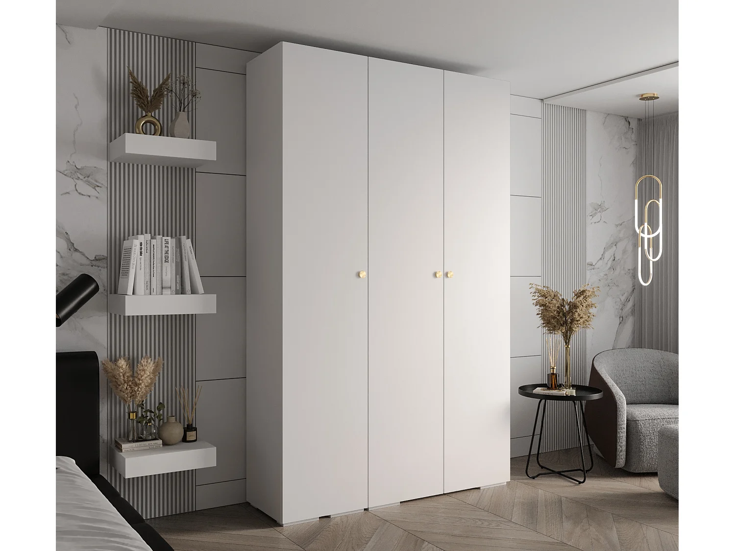 SCHWEBETÜRENSCHRANK INOVA 2 236,7/150/47 (Weiß/Golden)