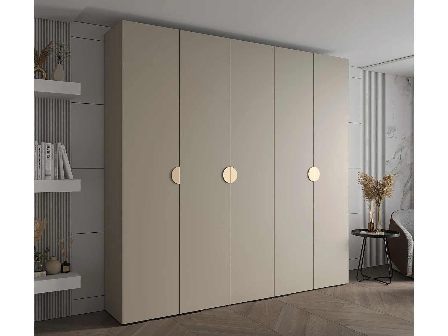 Armadio Inova 4 a ante battenti 236,7/250/47 5 porte (Grigio/D'oro)