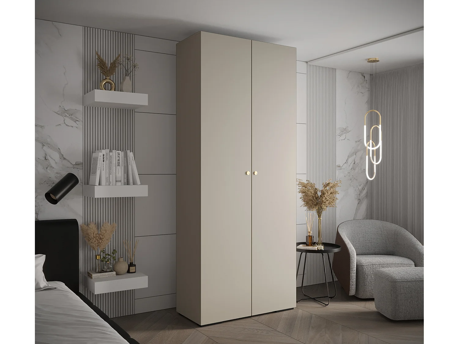 SCHWEBETÜRENSCHRANK INOVA 2 236,7/100/47 (Grau/Golden)