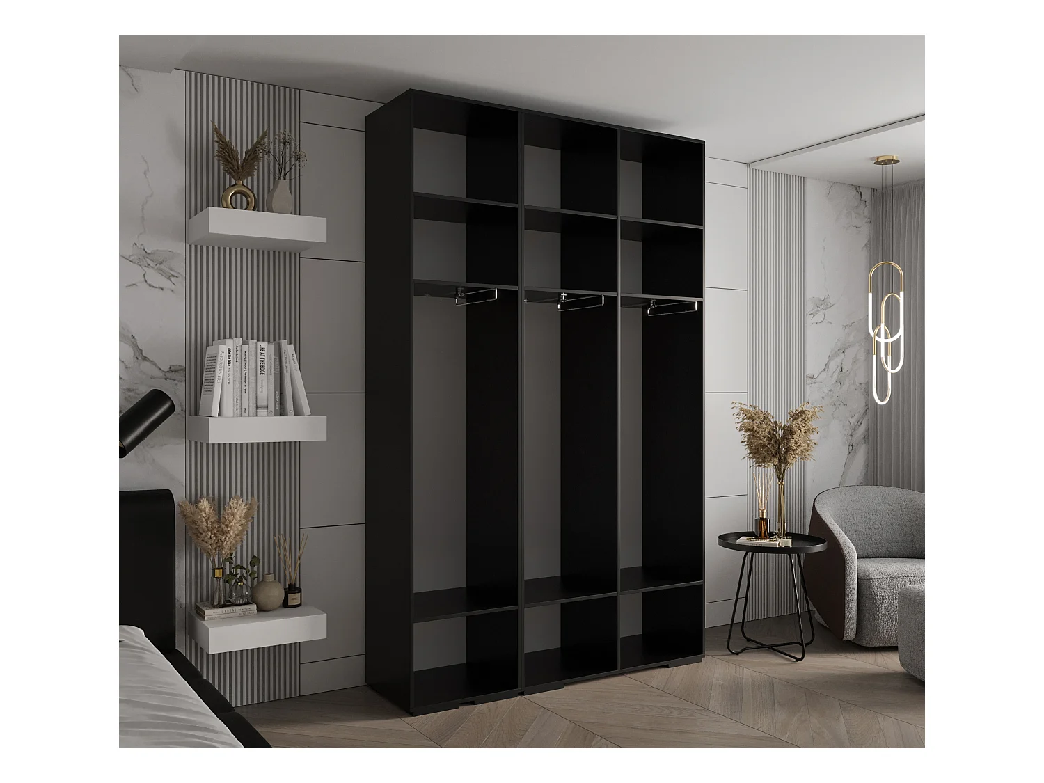 SCHWEBETÜRENSCHRANK INOVA 4 236,7/150/47 (Schwarz/Schwarz)
