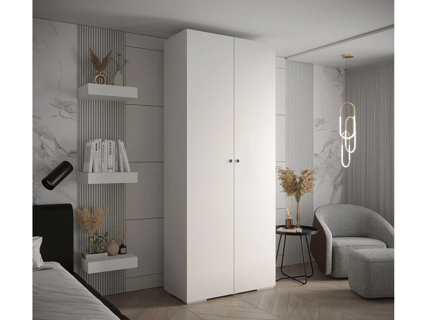 SCHWEBETÜRENSCHRANK INOVA 2 236,7/100/47 (Weiß/Schwarz)