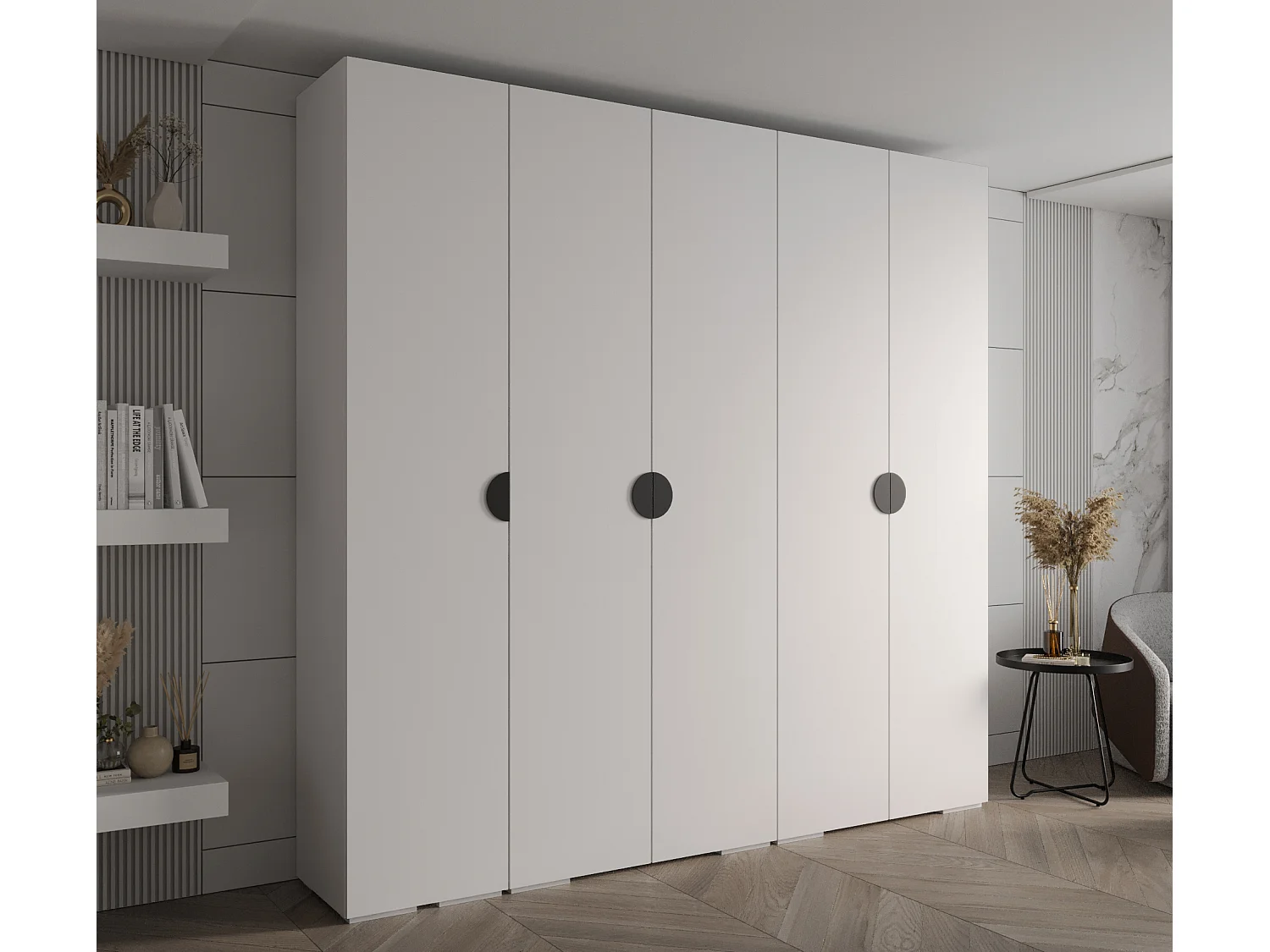 Armadio Inova 4 a ante battenti 236,7/250/47 5 porte (Bianco/Nero)