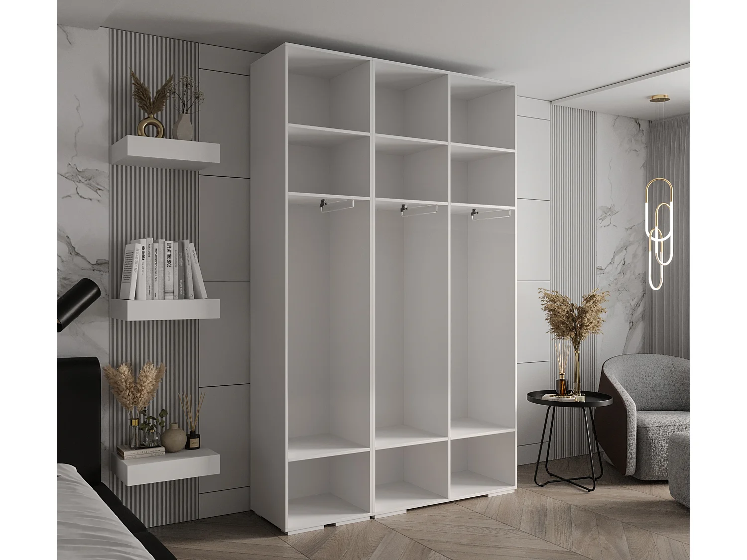 Armadio Inova 2 a ante battenti 236,7/150/47 3 porte (Grigio/D'oro)