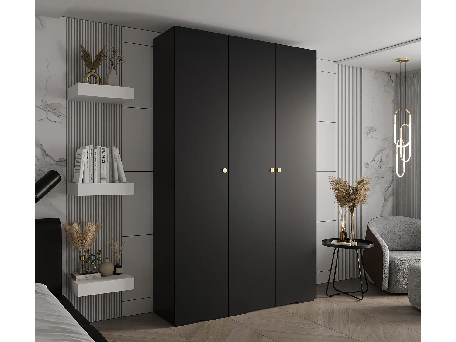 SCHWEBETÜRENSCHRANK INOVA 2 236,7/150/47 (Schwarz/Golden)