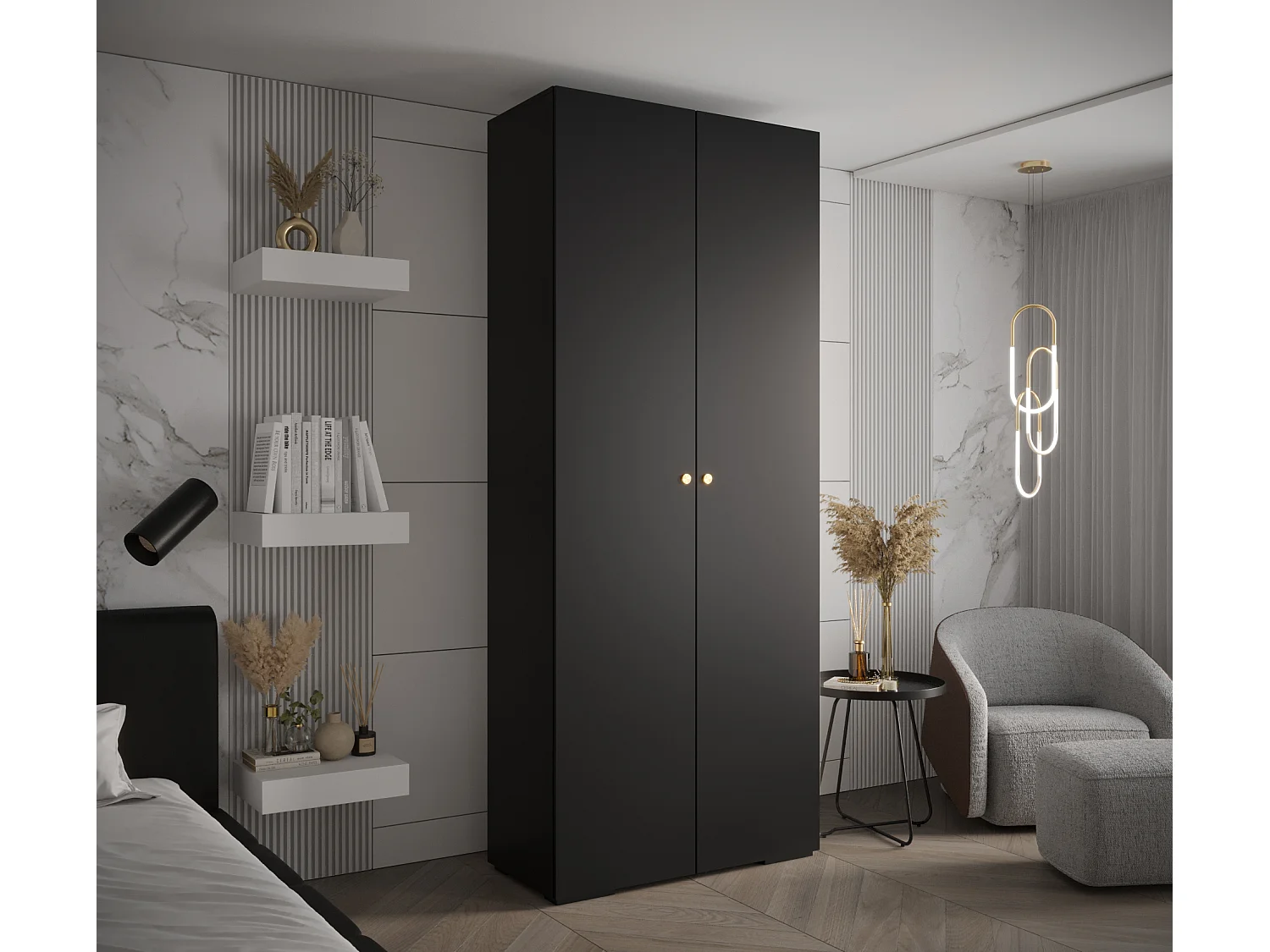 SCHWEBETÜRENSCHRANK INOVA 2 236,7/100/47 (Schwarz/Golden)